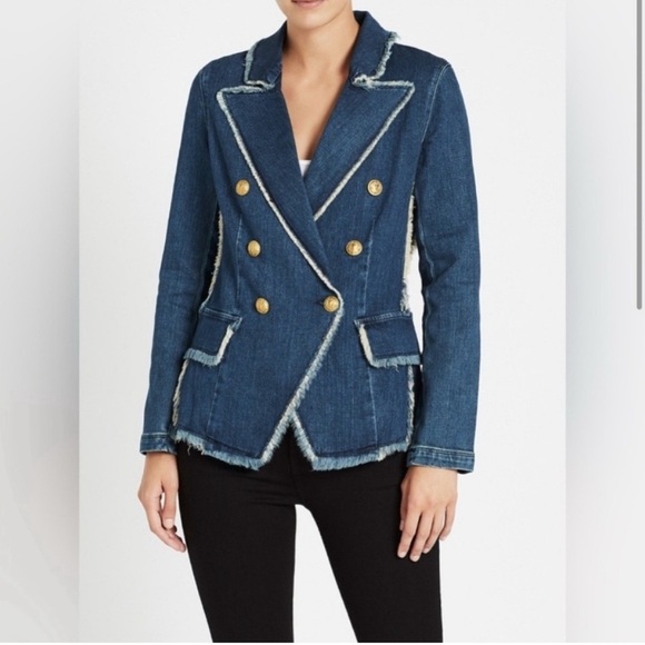 L'AGENCE Jackets & Blazers - L’agence Kaydence Frayed Denim Blazer/Small